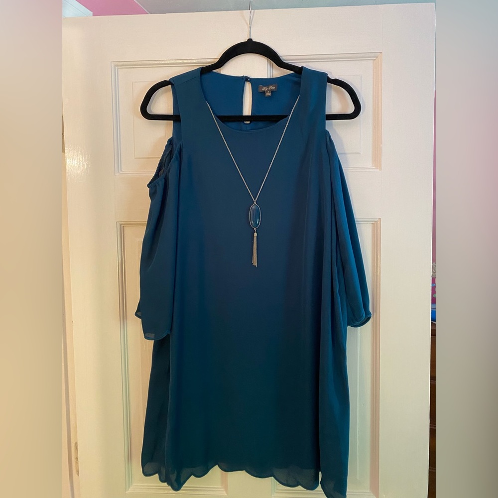 cut out shoulder dress with removable necklace